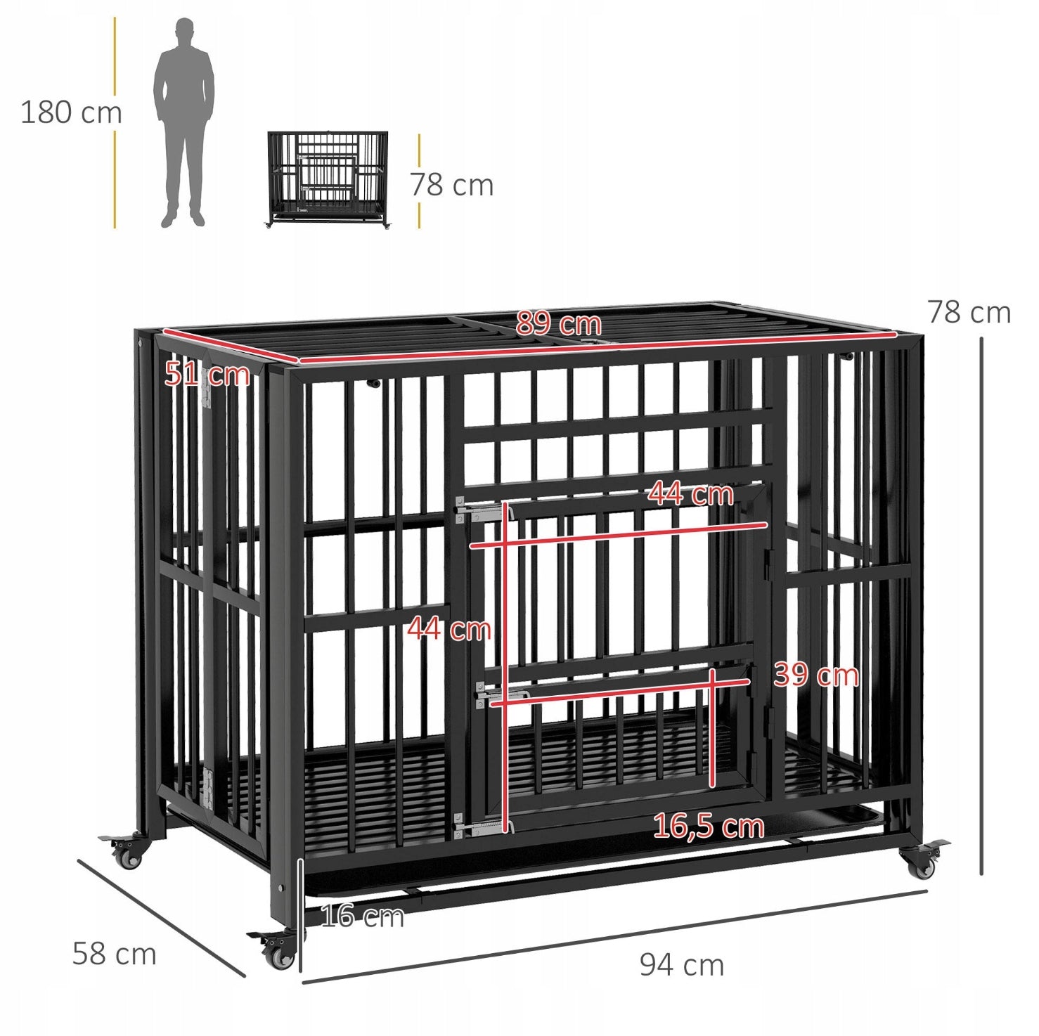 Medium Small Aluminum Dog Playpen with Floor 93,5x57,5x77,5cm Cage Manufacturer code x2546