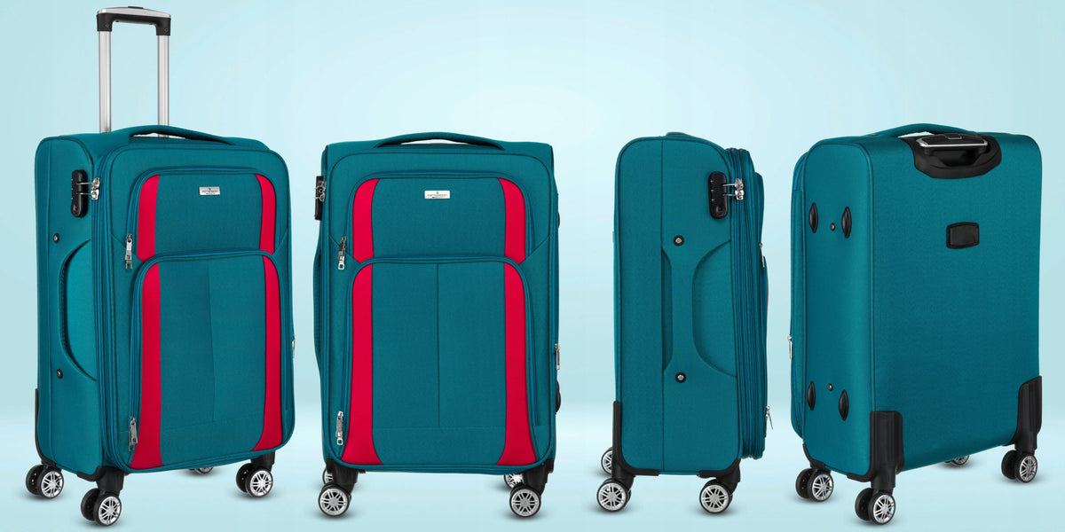 Medium suitcase M soft on wheels material travel luggage Peterson Brand Peterson