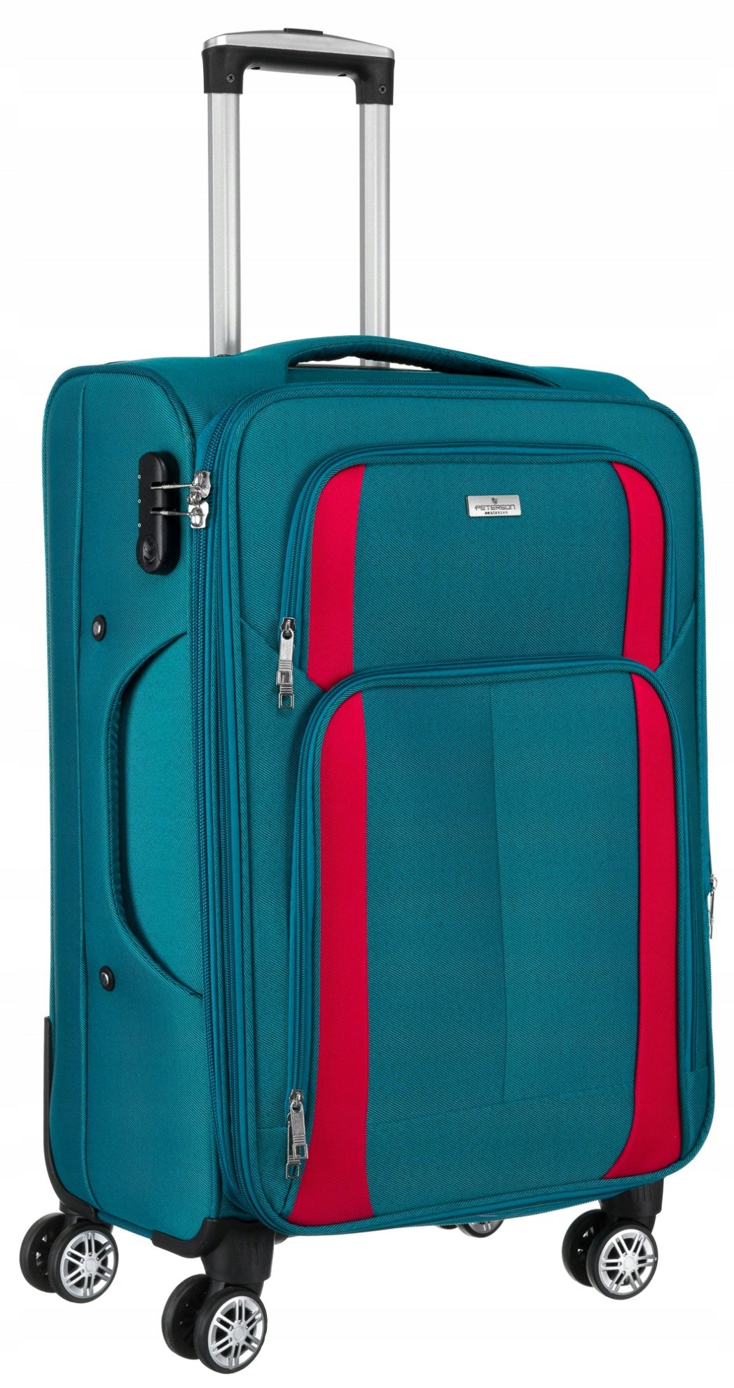Medium suitcase M soft on wheels material travel luggage Peterson