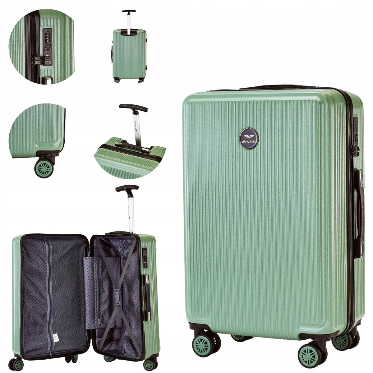Medium suitcase WINGS 100% polycarbonate TSA 63L checked baggage roomy