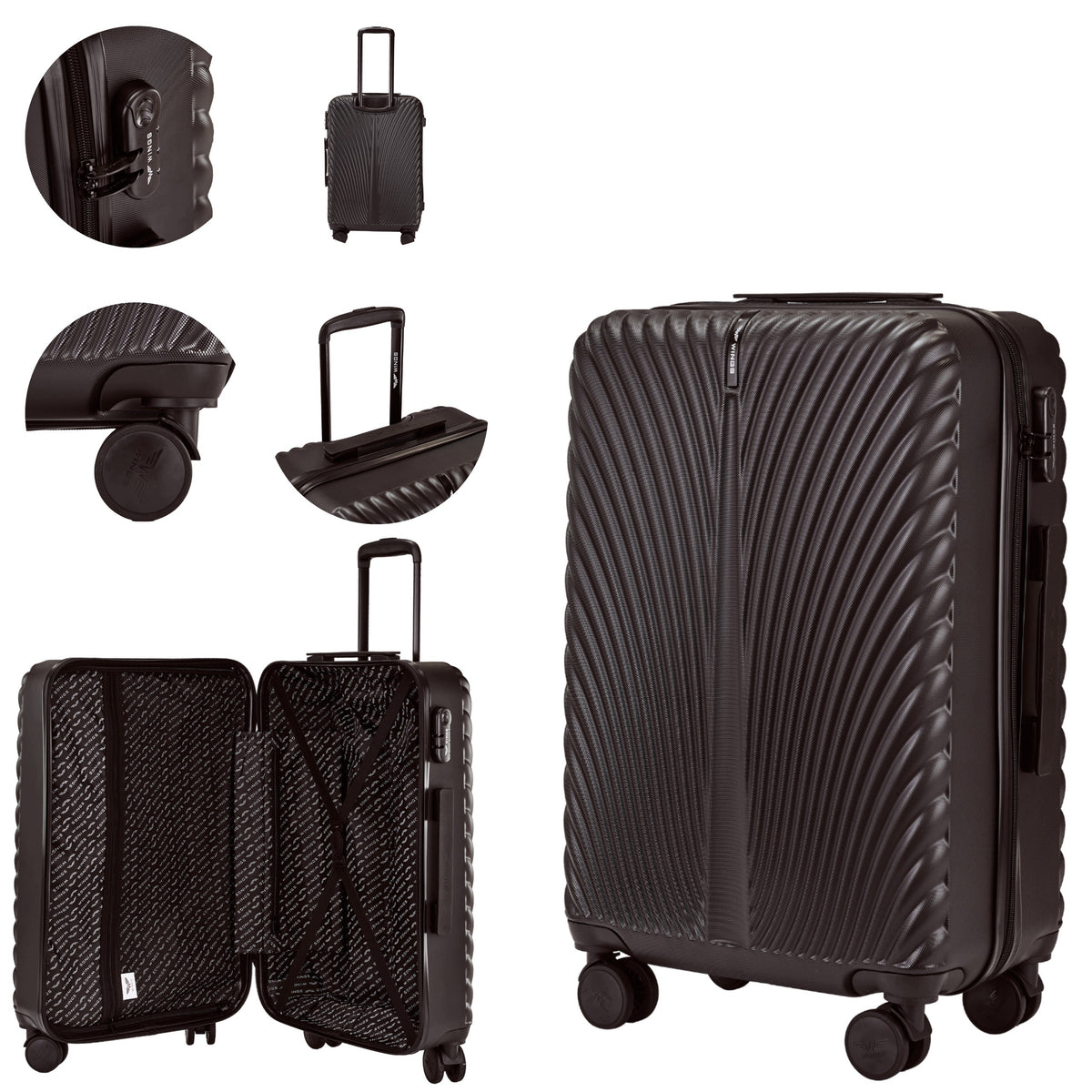Medium suitcase WINGS 63L hard polycarbon travel luggage on wheels 360
