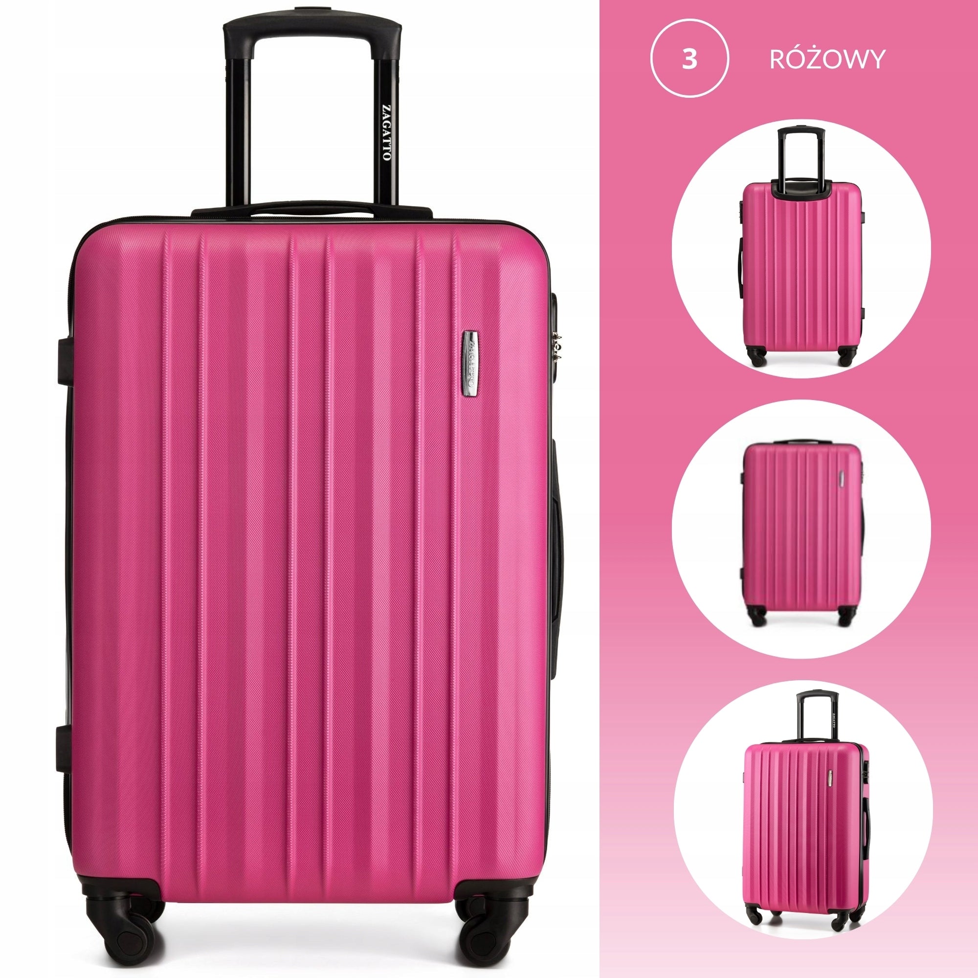 Medium travel suitcase with wheels RYANAIR WIZZAIR hard 3 COLORS ZAGATTO Brand Zagatto