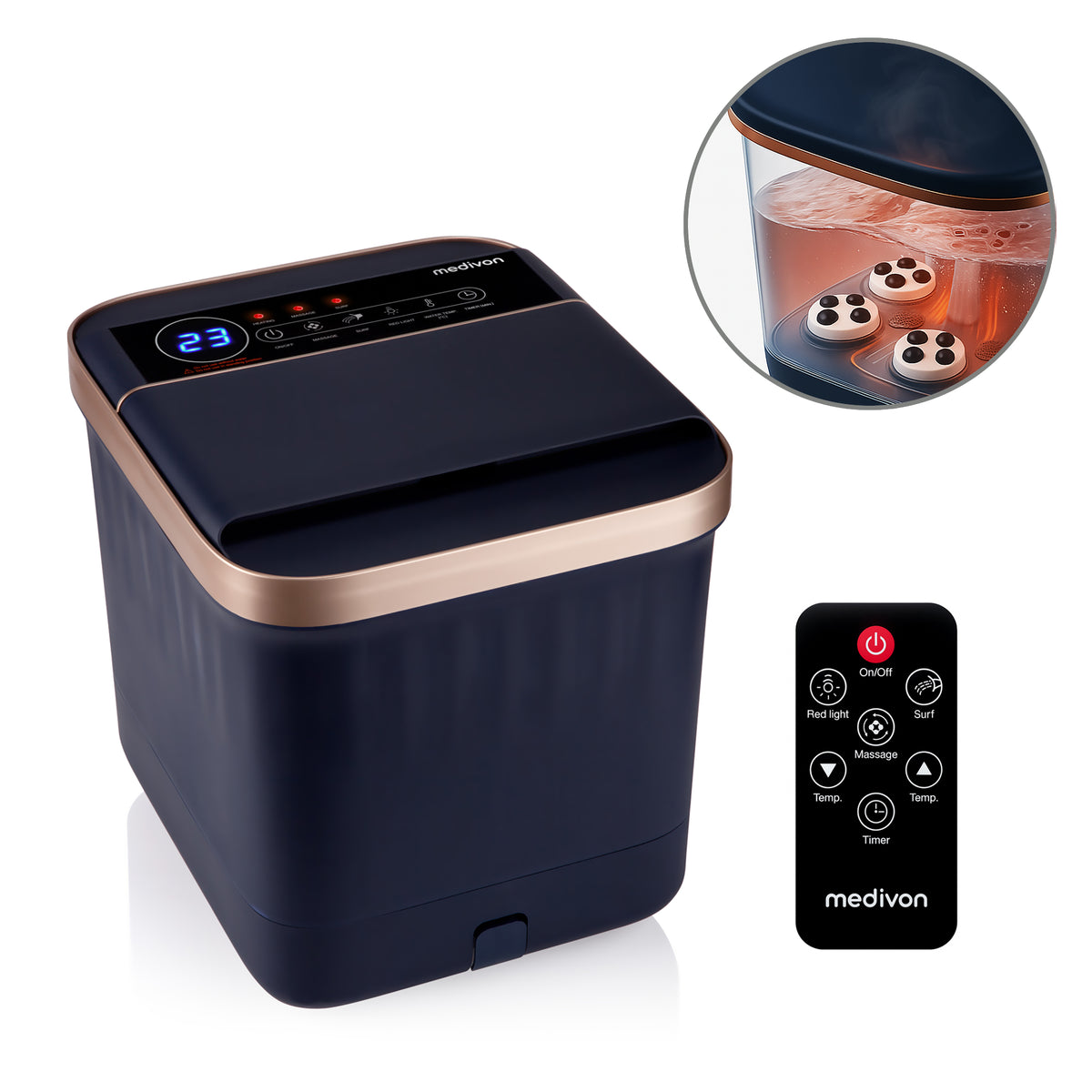 Medivon Hydro Shiatsu Foot Water Massager, Acupressure, Heating