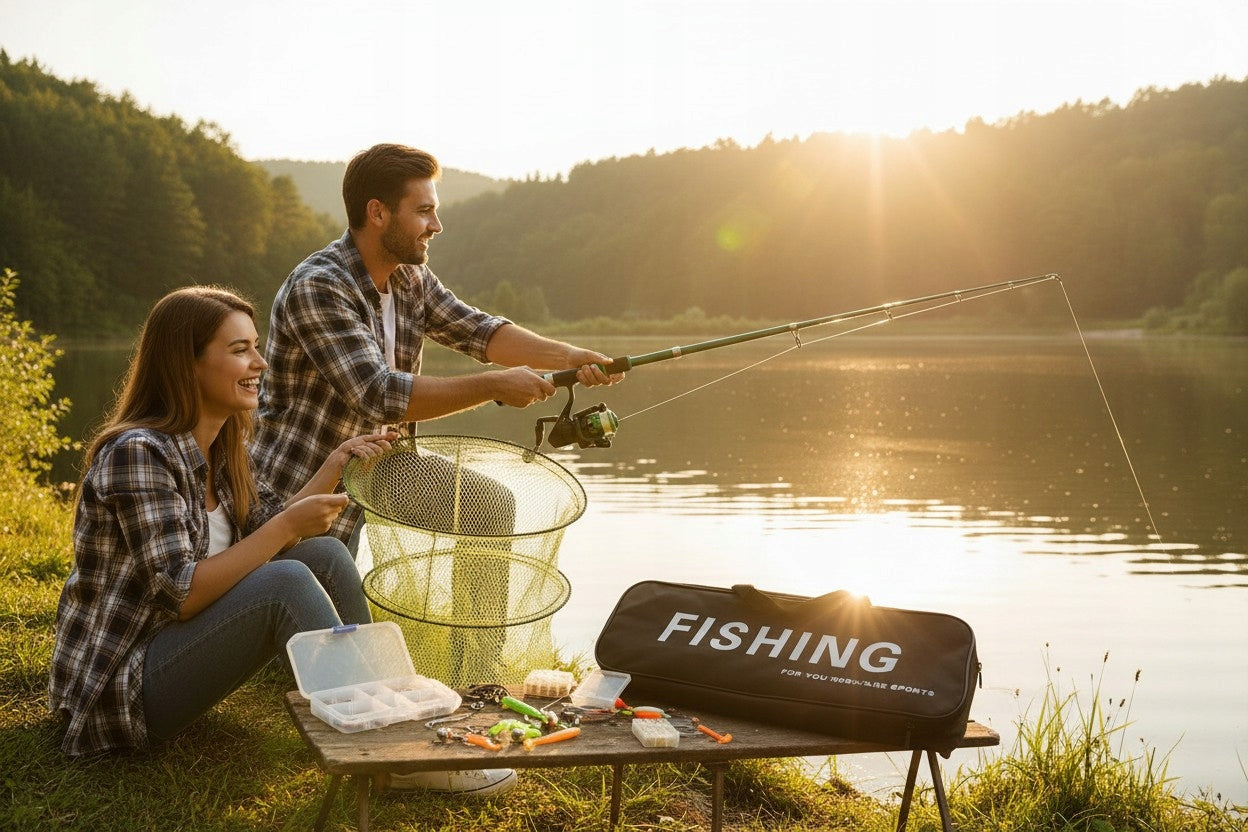 Mega Fishing Set Float Spinning Ready Fishing Rod Bait Mesh Brand no brand