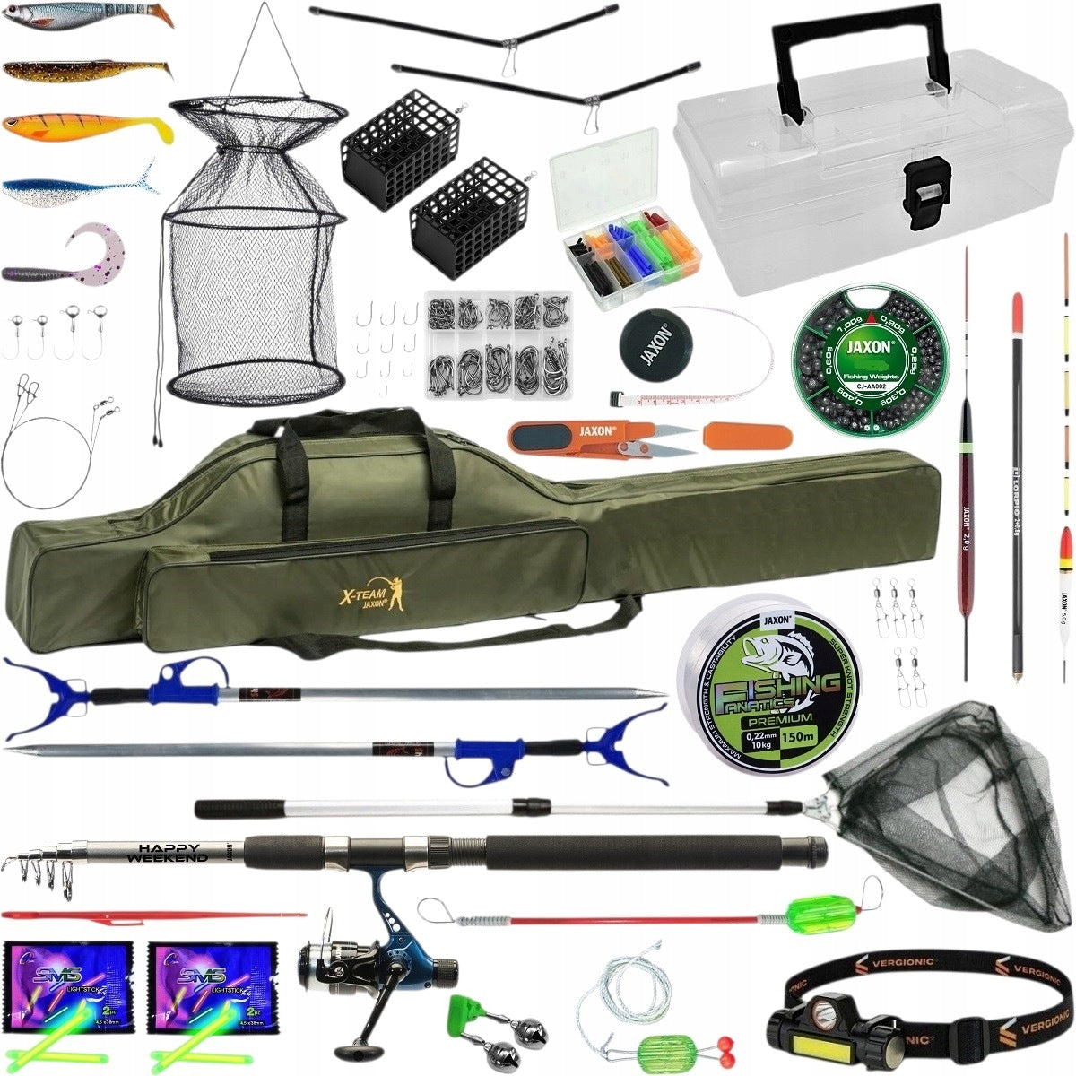 Mega XXL Fishing Kit for Float Ground Spinning for Beginners