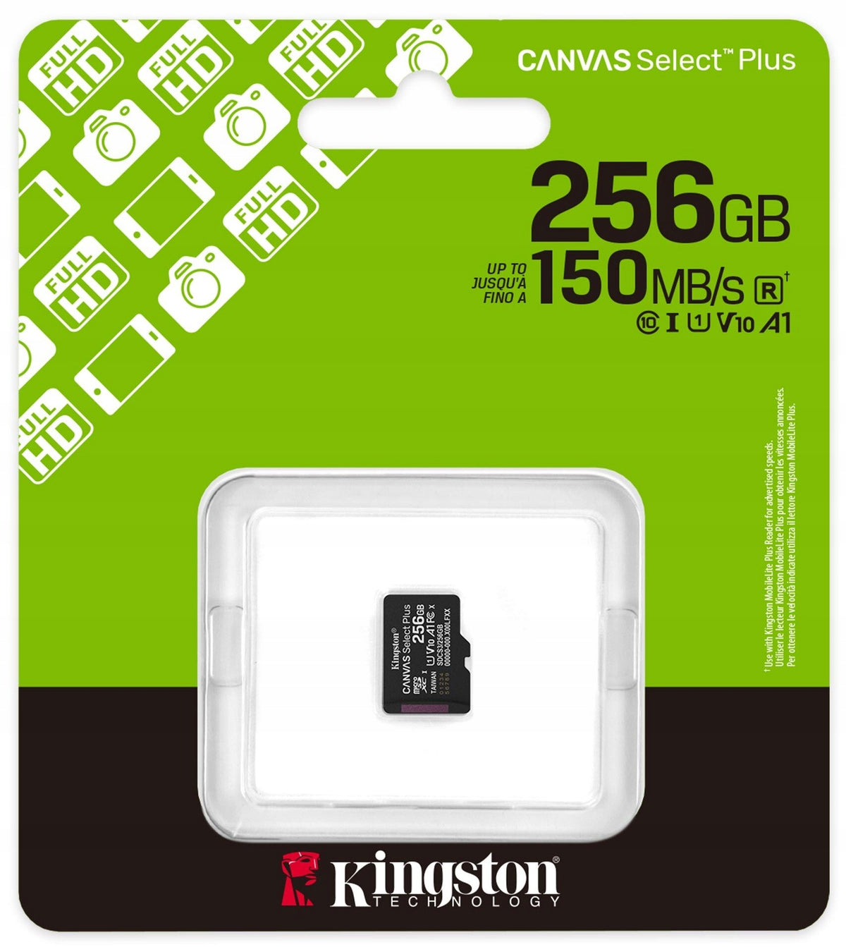 Memory Card KINGSTON Canvas Select Plus microSDXC 256GB Card capacity 256 GB
