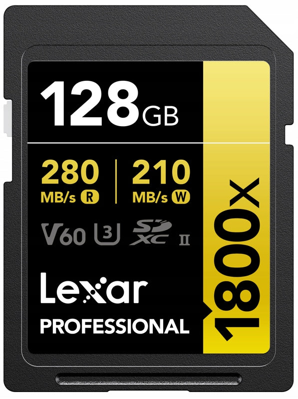 Memory card 128GB Lexar Pro SDXC Pro 1800x U3 UHS-II R280/W210 (V60) 128G Manufacturer code LSD1800128G-BNNNG