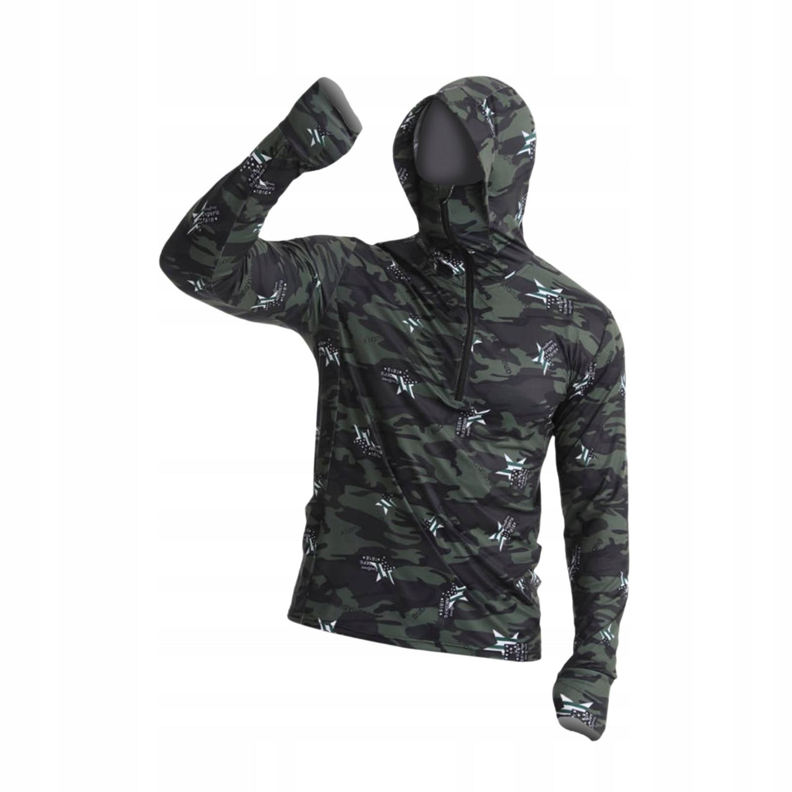 Men Sun Protection Hoodie Shirt Comfortable Sunproof with Face Cover 4XL Color green