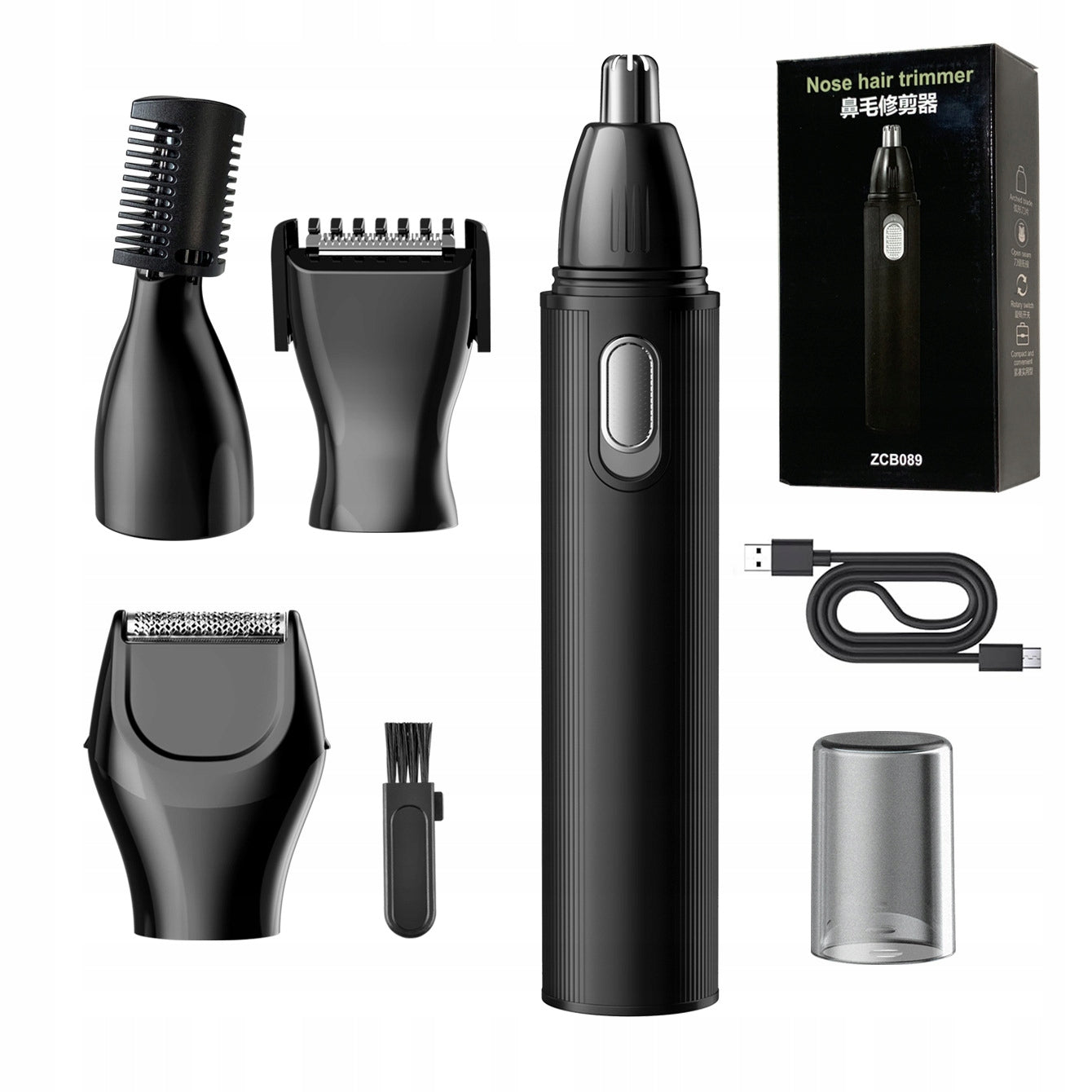 Men's 4 w1 Trimmer For Nose Ear Eyebrow Beard Hair USB-C Waterproof Kit