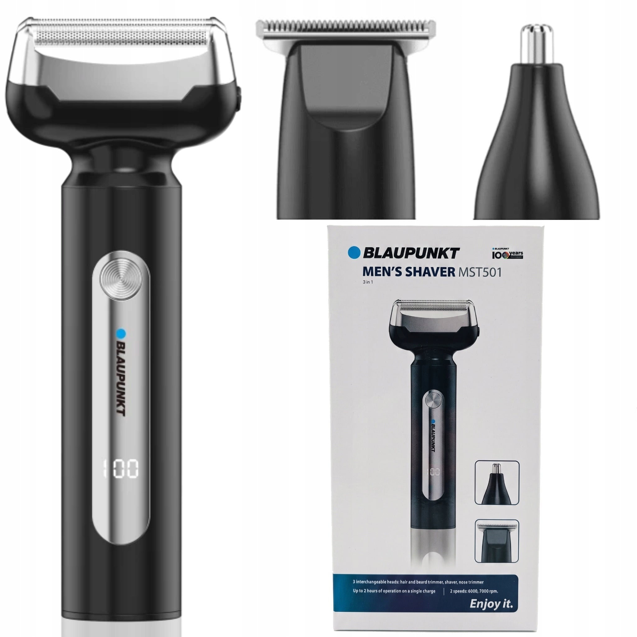 Men's Foil Shaver Blaupunkt MST501 3in1 Wireless USB-C Trimmer