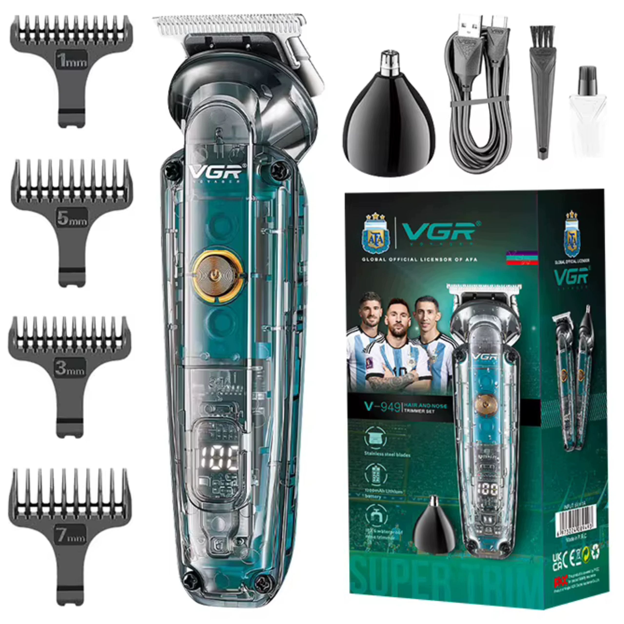 Men's Hair Clipper Professional Beard Trimmer T-Blade LCD Medical device no