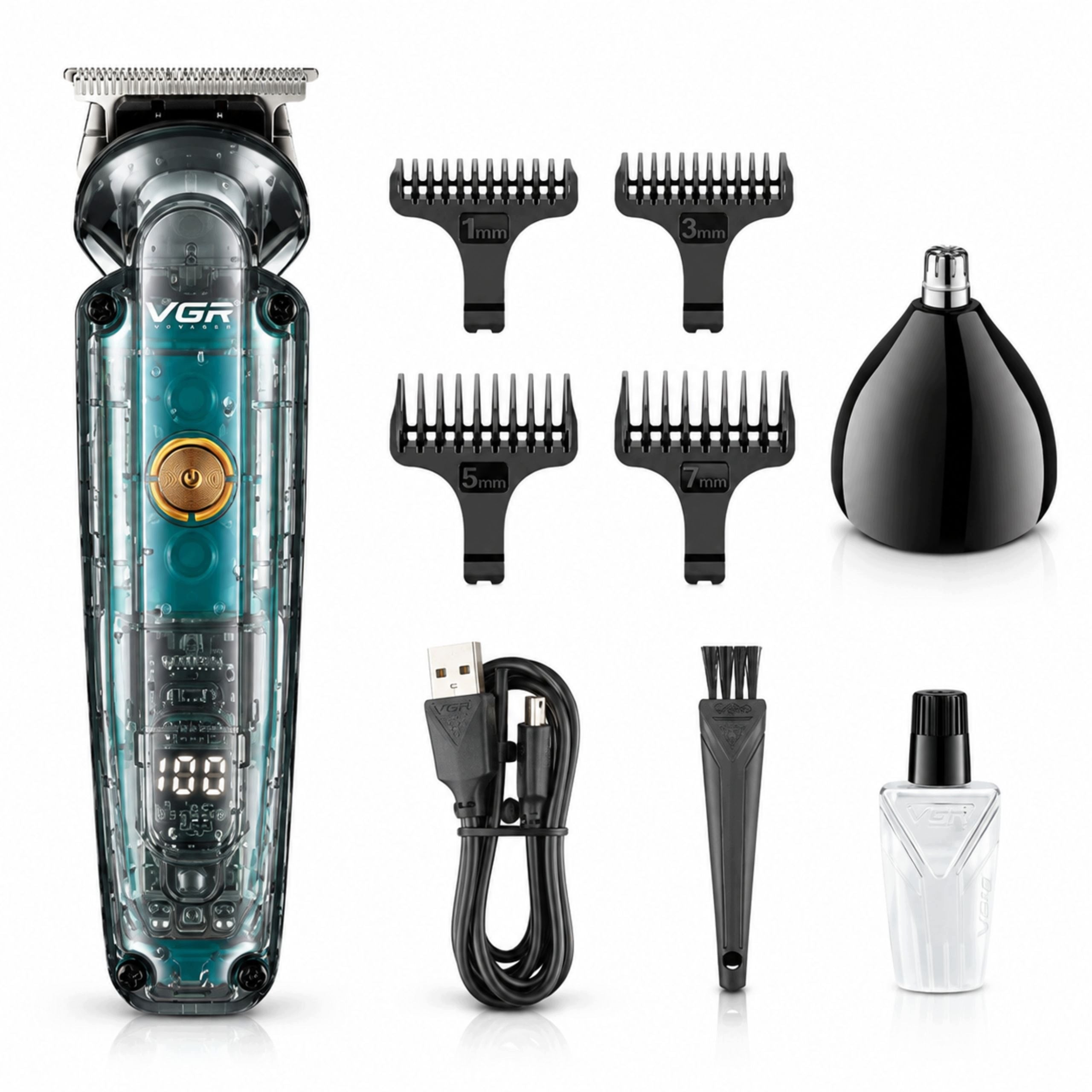 Men's Hair Clipper Professional Beard Trimmer T-Blade LCD Packaging status original