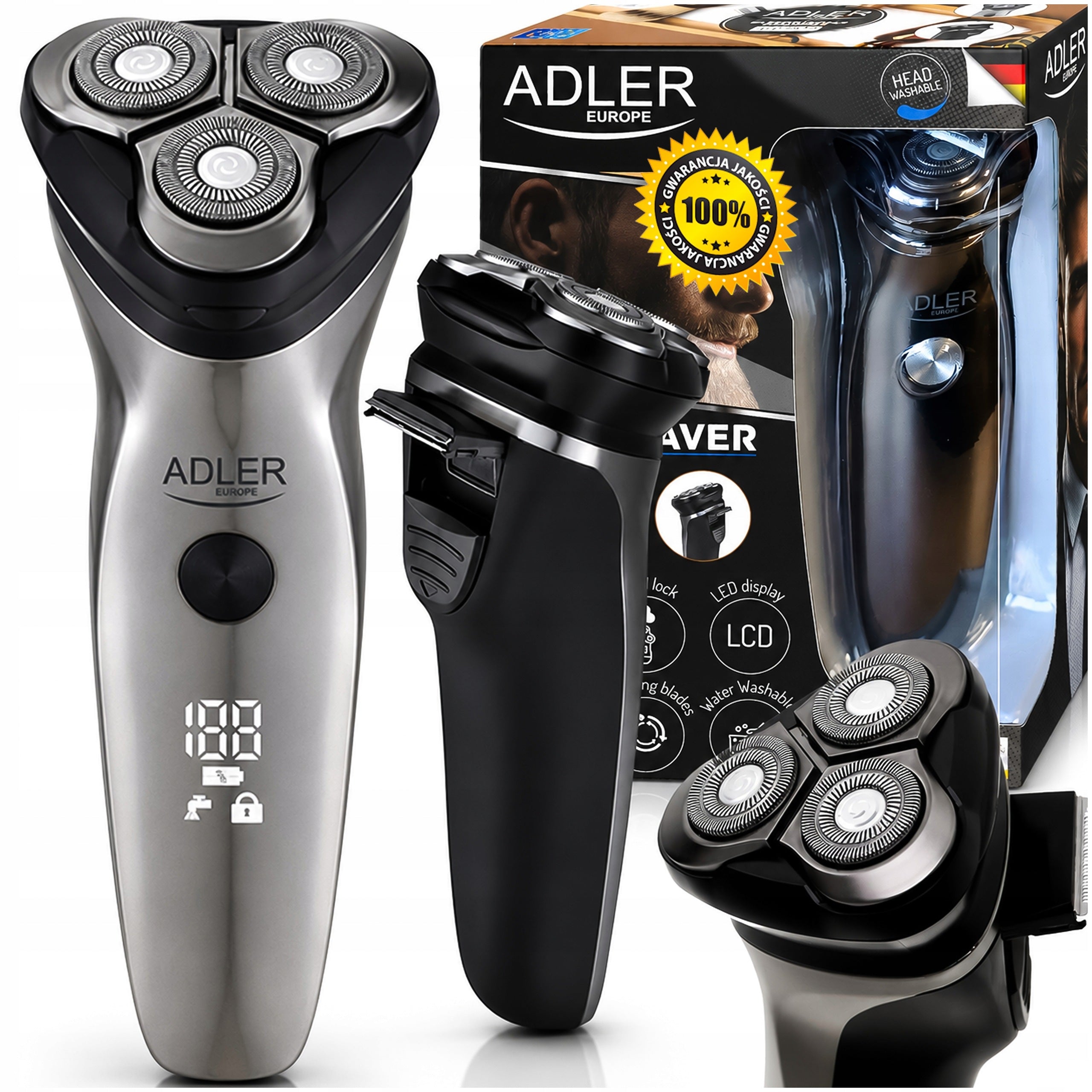 Men's Shaver Electric RAZOR with Trimmer for Beard USB IPX7