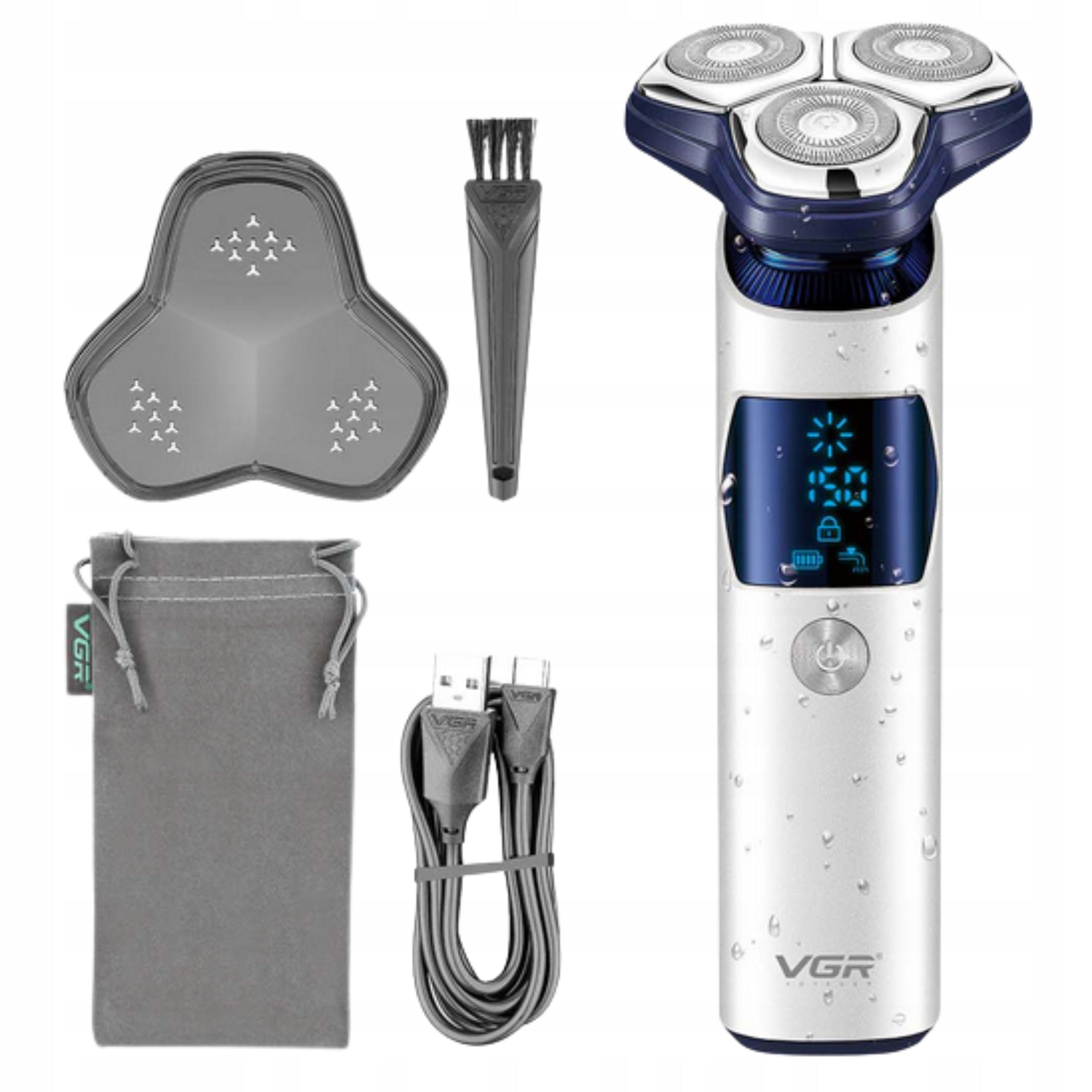 Men's Shaver VGR Waterproof Smooth Shaving 3 Heads USB LED 150 min Packaging status original