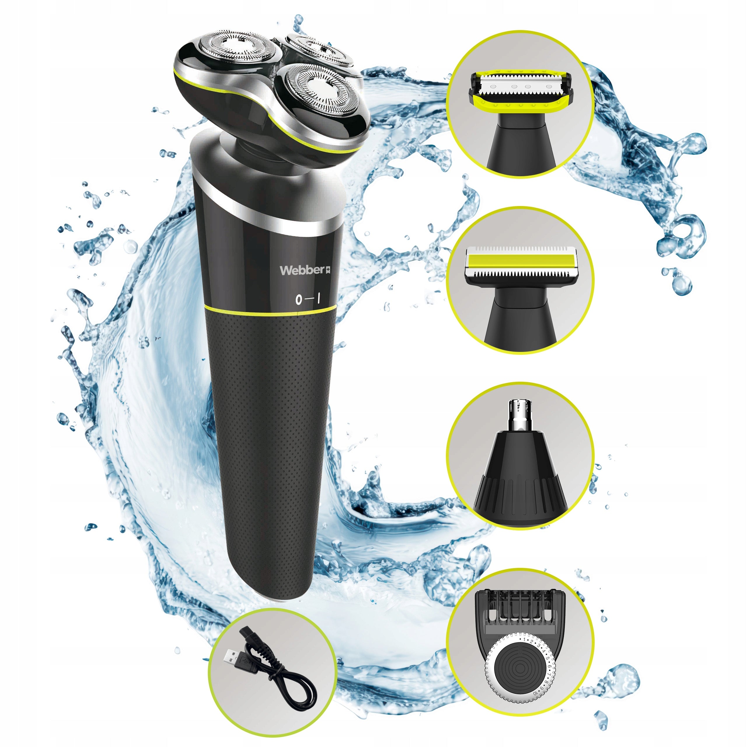 Men's Shaver Webber FIVER SXG500 Trimmer 5in1 Beard Nose Wet&Dry USB Manufacturer code SXG500