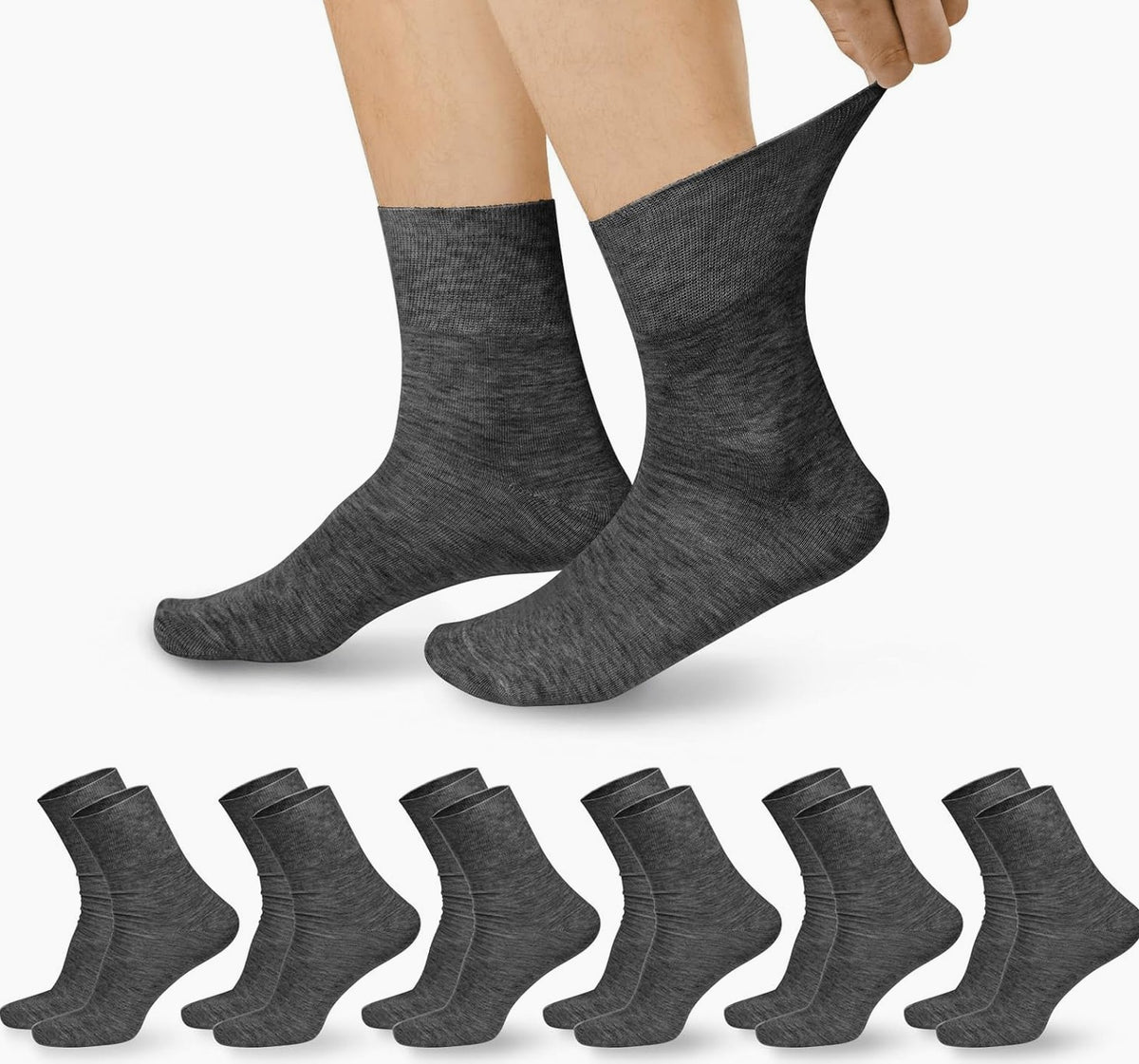 Men's Socks 6 Pairs Bamboo Pressure Free Loose for Seniors