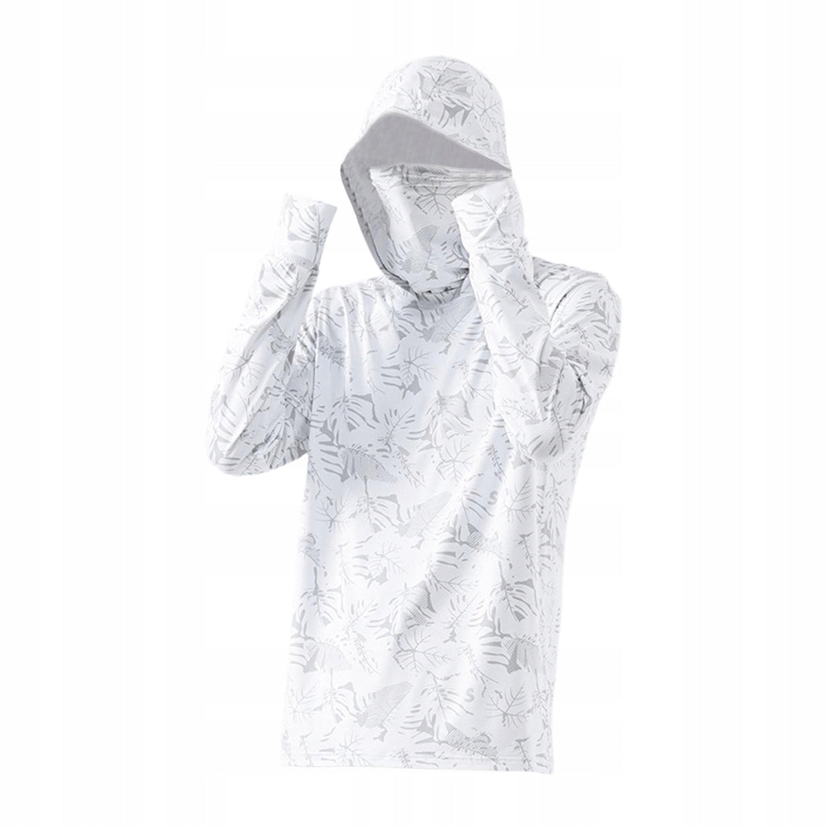 Men s Sun Protection Hoodie Shirt Cooling Shirt with Mask with M White Brand no brand