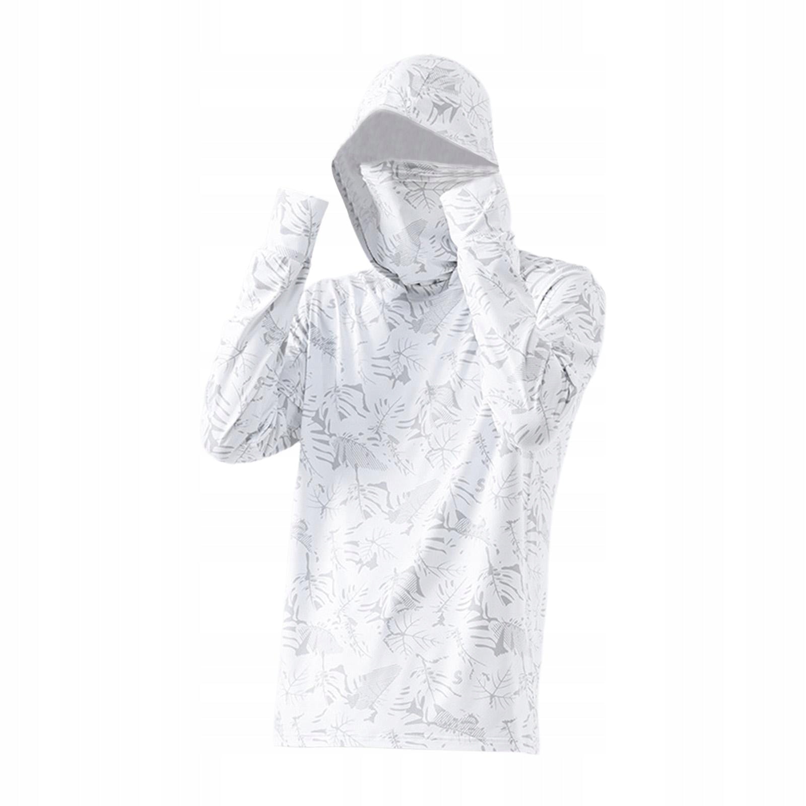 Men s Sun Protection Hoodie Shirt Cooling Shirt with Mask with M White Brand no brand