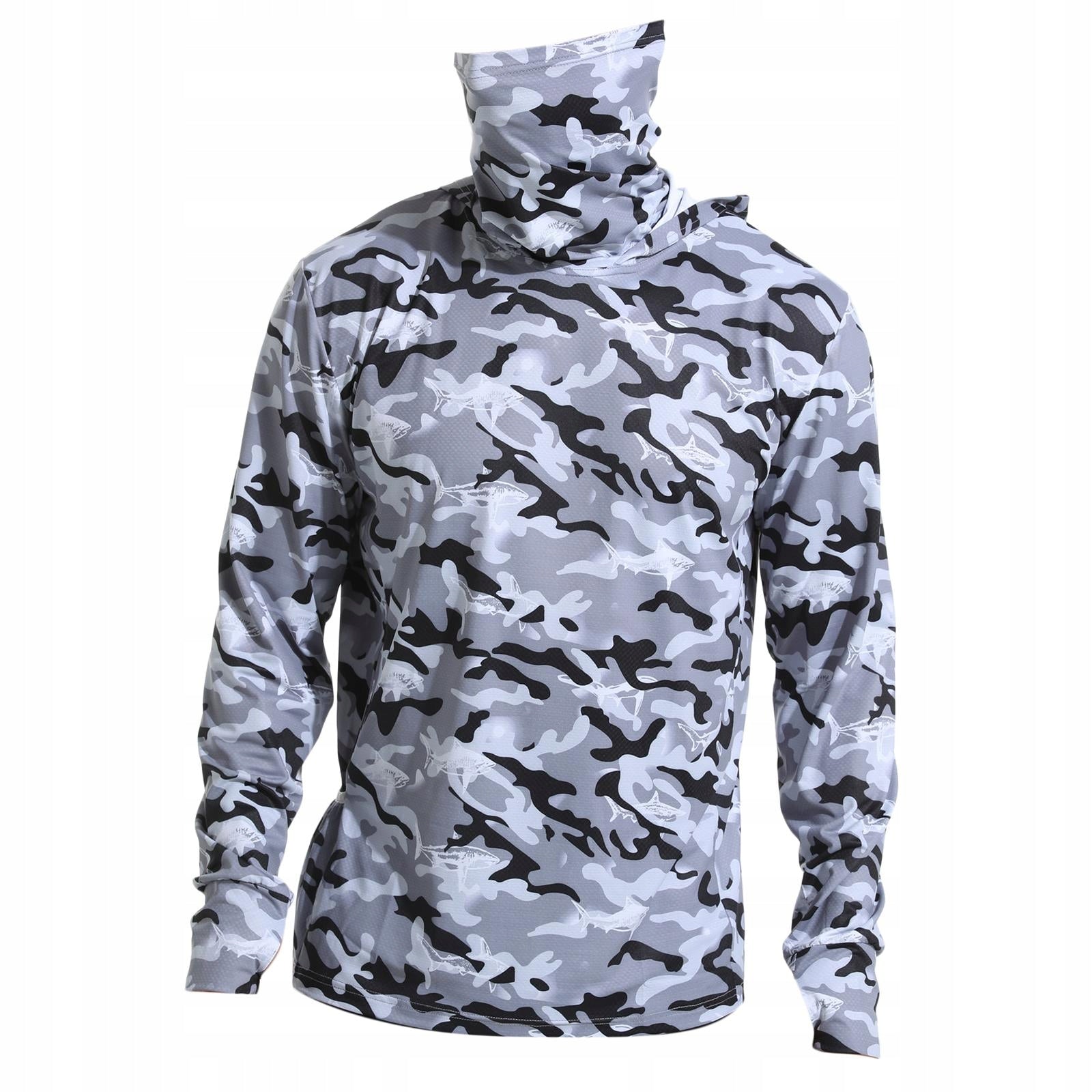 Men s Sun Protection Hoodie Shirt Face Cover with Thumb Holes Thin Sun XL Color gray