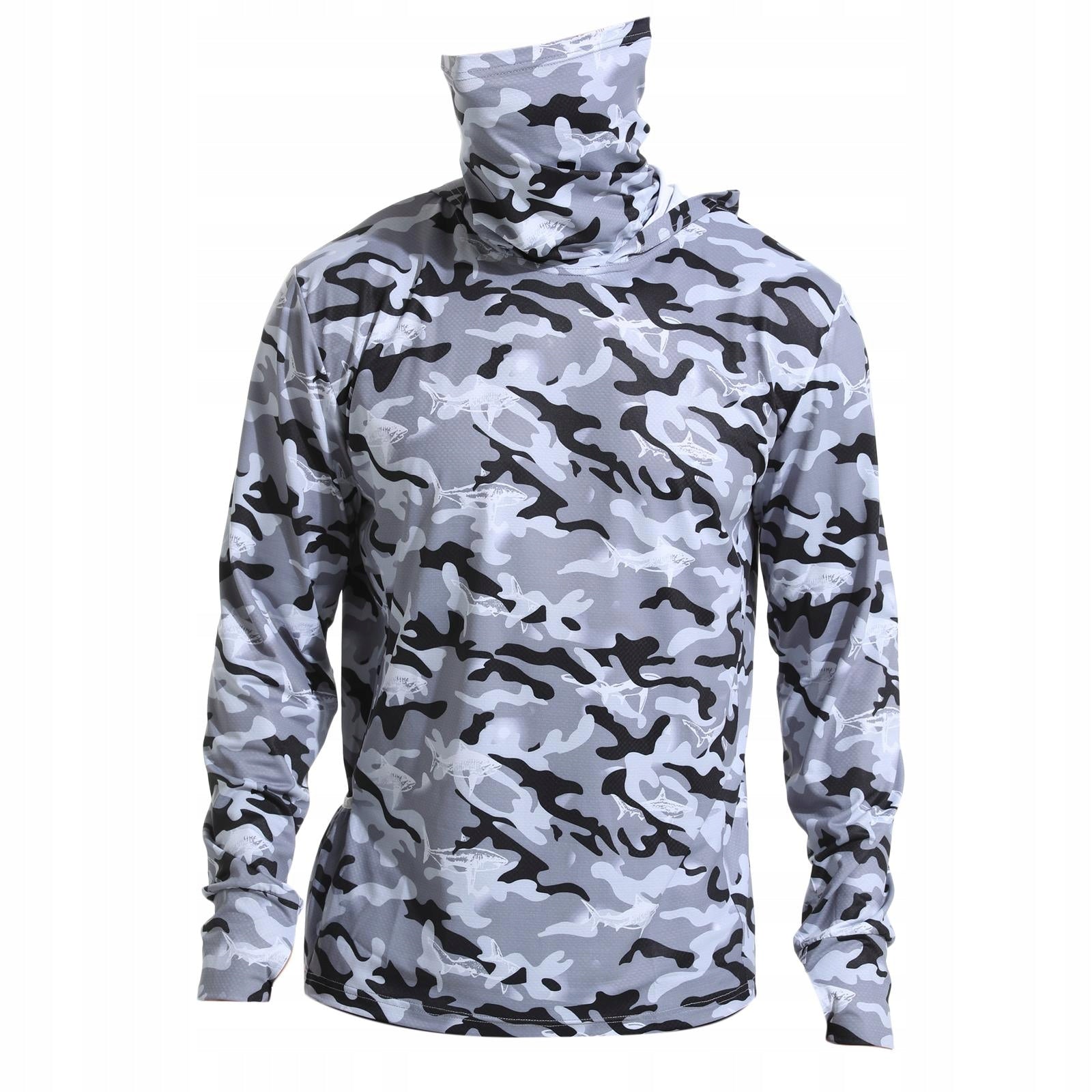 Men s Sun Protection Hoodie Shirt Face Cover with Thumb Holes Thin Sun XL