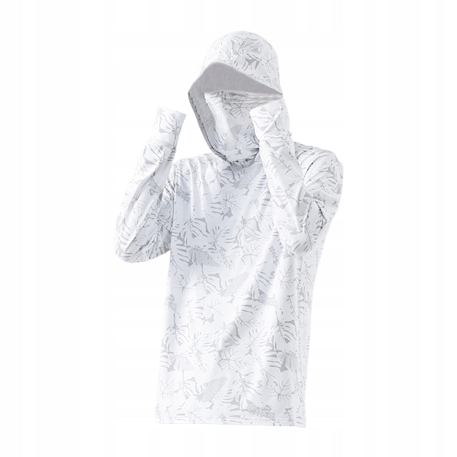 Men s Sun Protection Hoodie Shirt Sun Protective Clothes L White