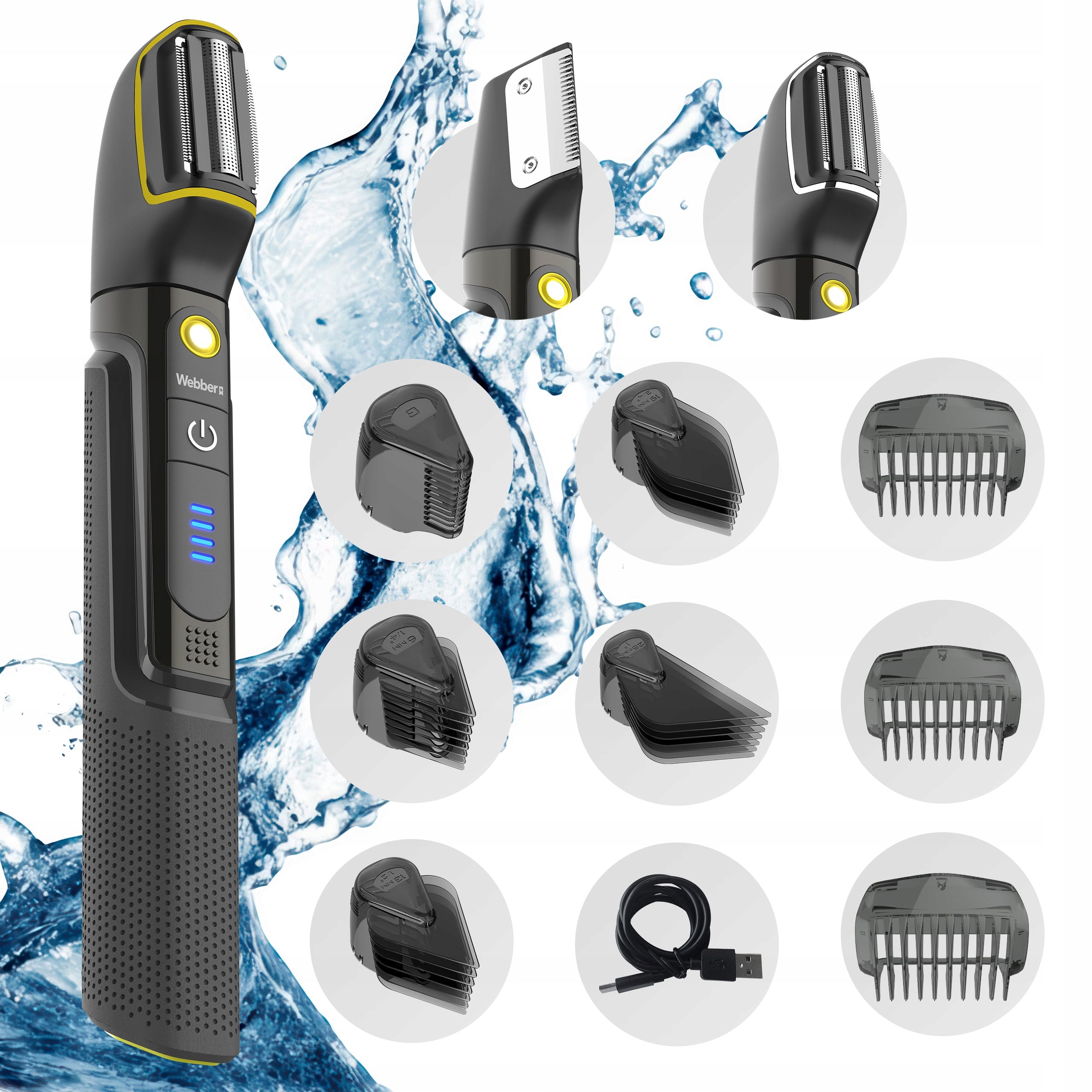 Men's Trimmer Webber BG-600 8in1 For Hair Beard Body Wet&Dry IPX7 LED PRO Packaging status original