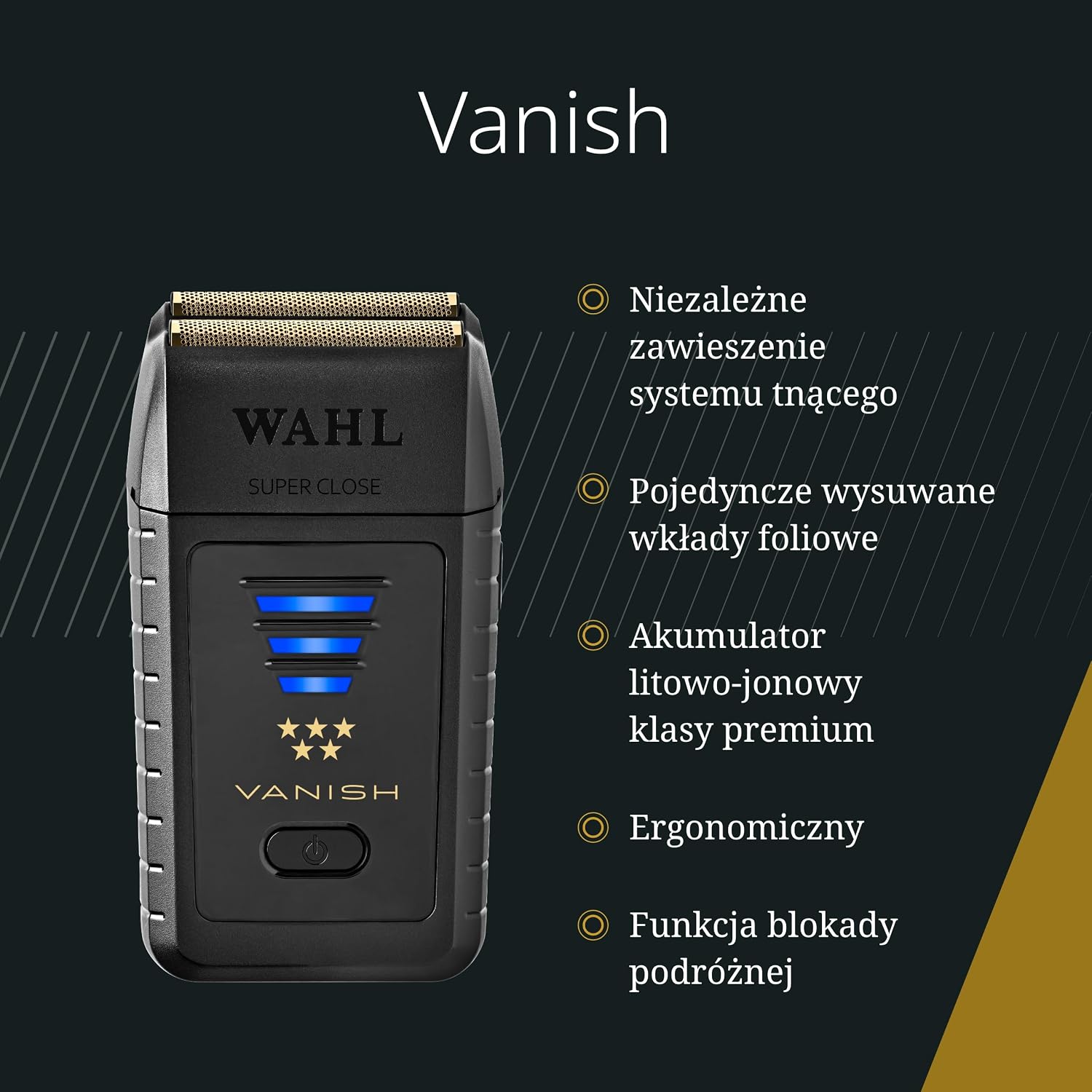 Men's Wahl 5 Star Vanish Super Close Foil Shaver for Beard and Hair Brand Wahl