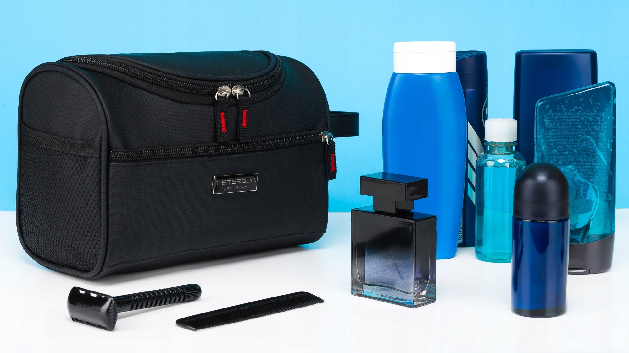 Men's cosmetic bag with handle pouch for cosmetics roomy Peterson Packaging status original