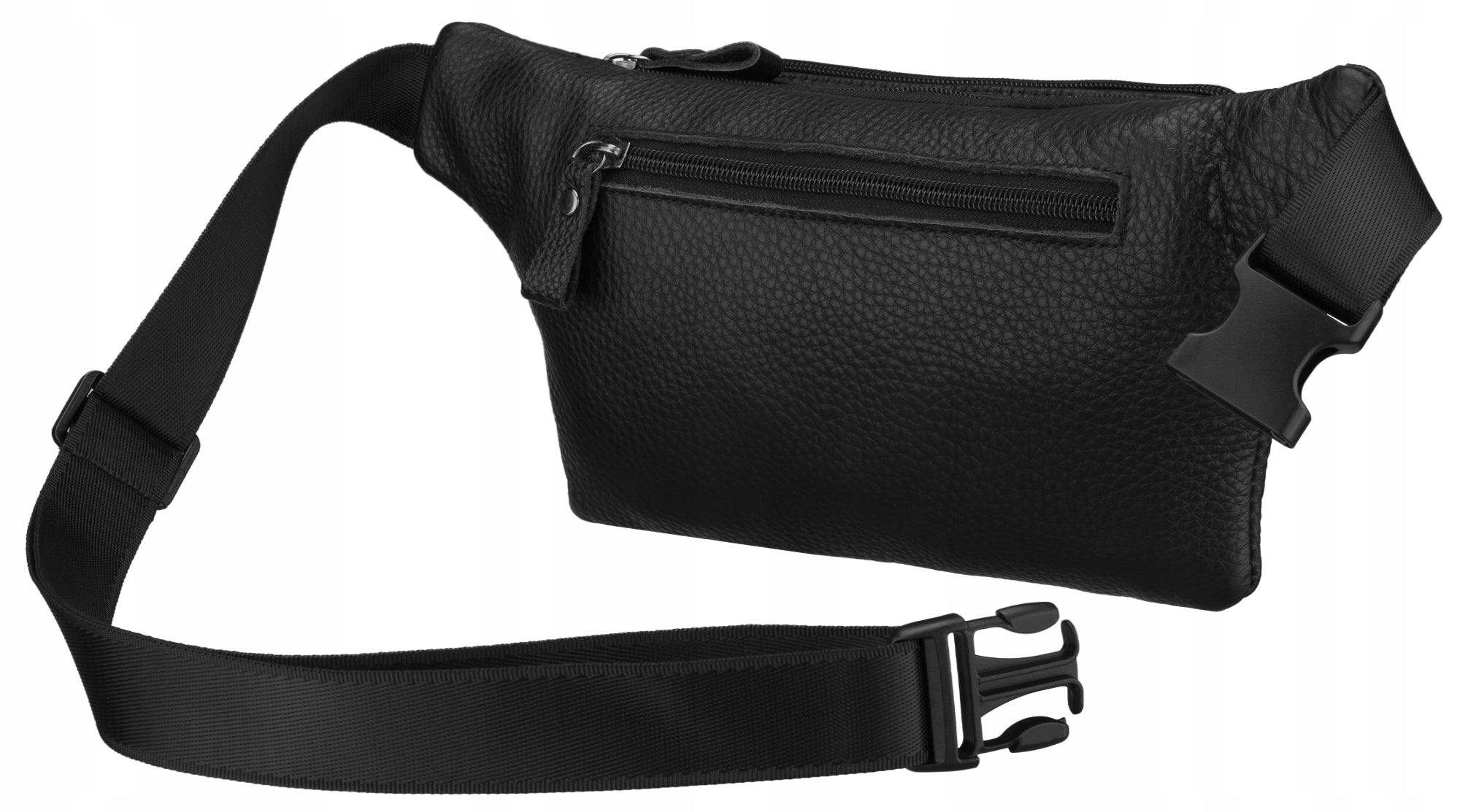 Men's leather sachet bum bag for hips elegant classic Rovicky black Brand Rovicky