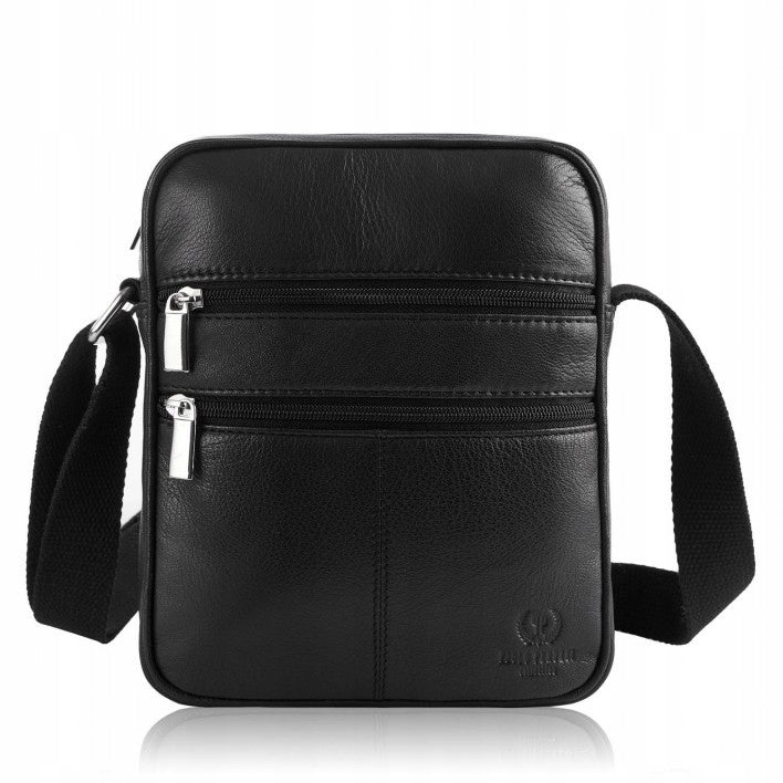 Men's leather shoulder bag Paolo Peruzzi black, solid