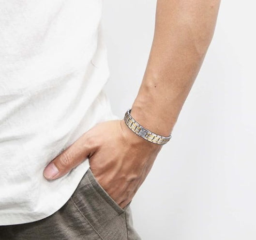 Men's magnetic bracelet made of pure titanium! minerals, with strong magnet Color multicolor