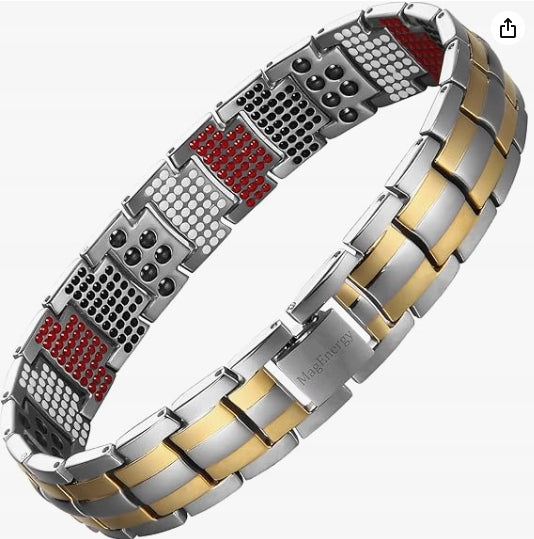 Men's magnetic bracelet made of pure titanium! minerals, with strong magnet