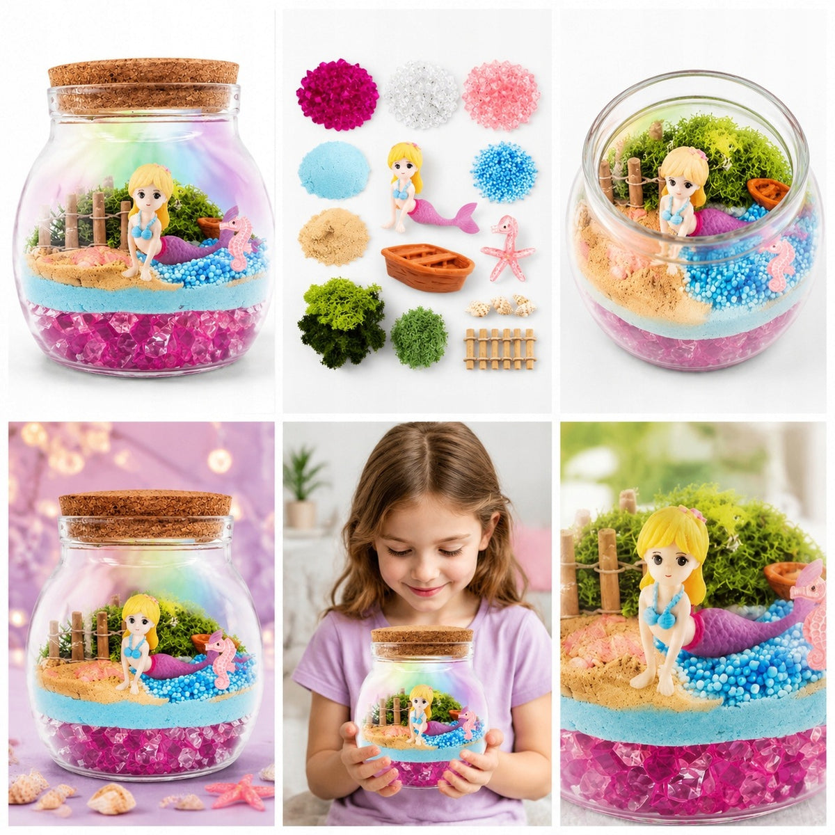 Mermaid Creative Kit for Girl Sand Kinetic Night Light DIY Manufacturer code Plastyczny Prezent Dzieci 6 7 8 lat Terrarium