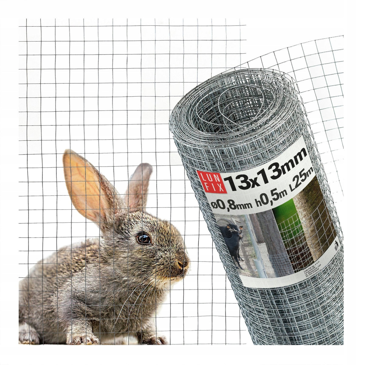 Mesh against rodents 25m for moles marten metal voles 13x13 h50 fi0,8
