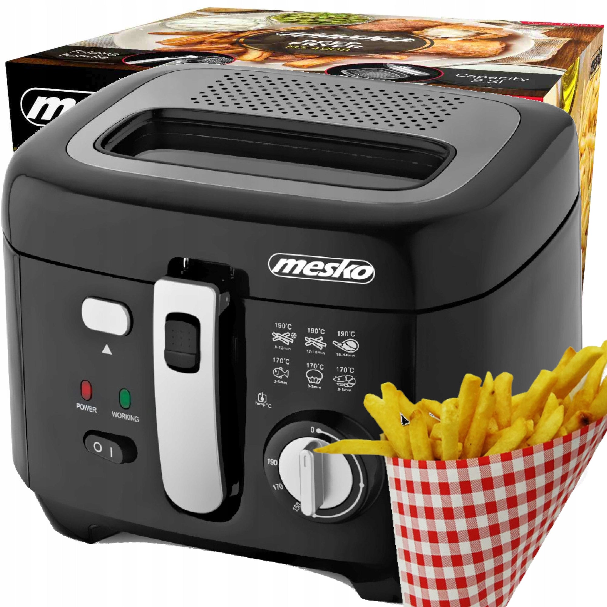 Mesko MS4908 | air fryer | 2,5l * 1800W * temperature control * black