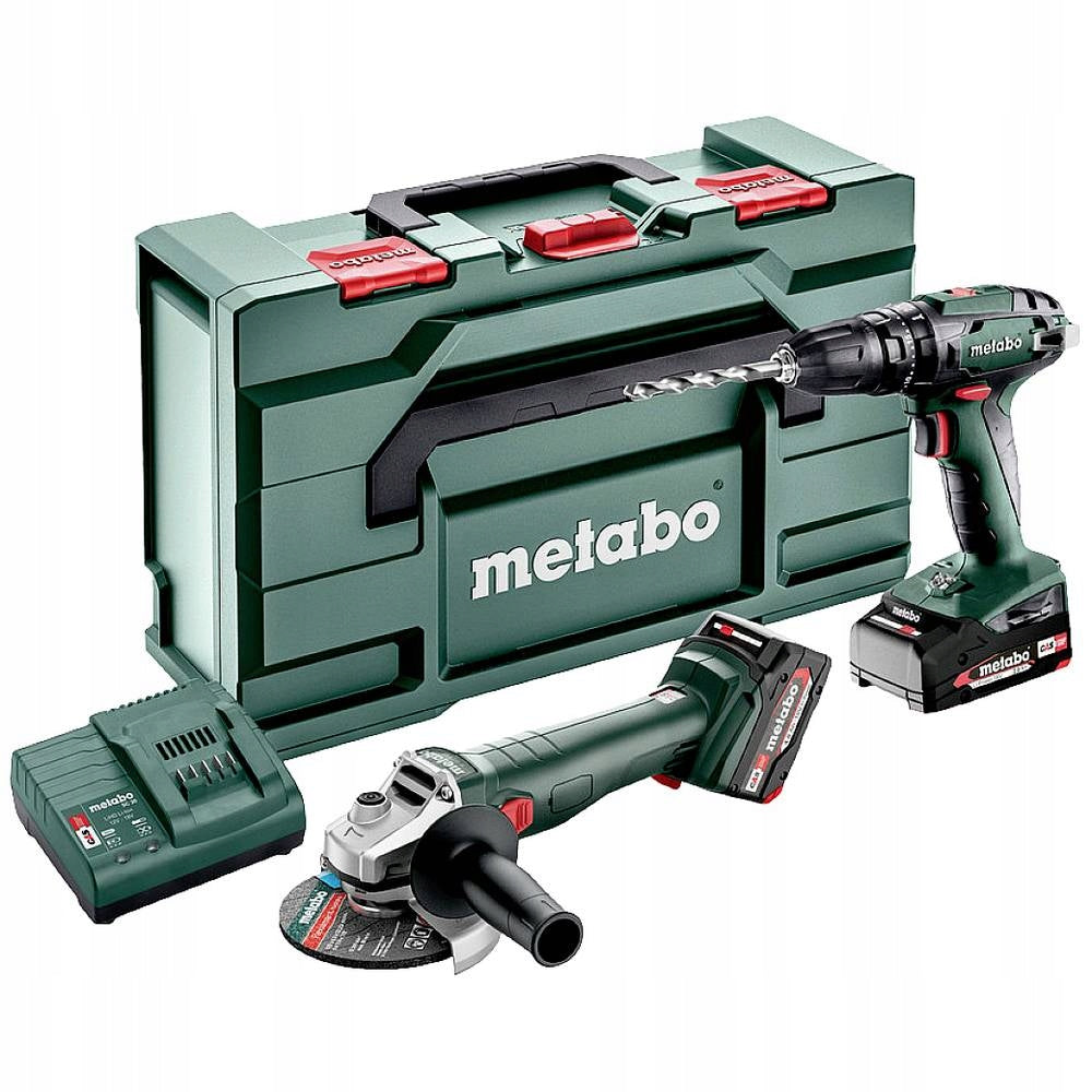 Metabo Combo set BS 18 + W 18 L 9-125 4Ah + 2Ah +metaBOX 165L
