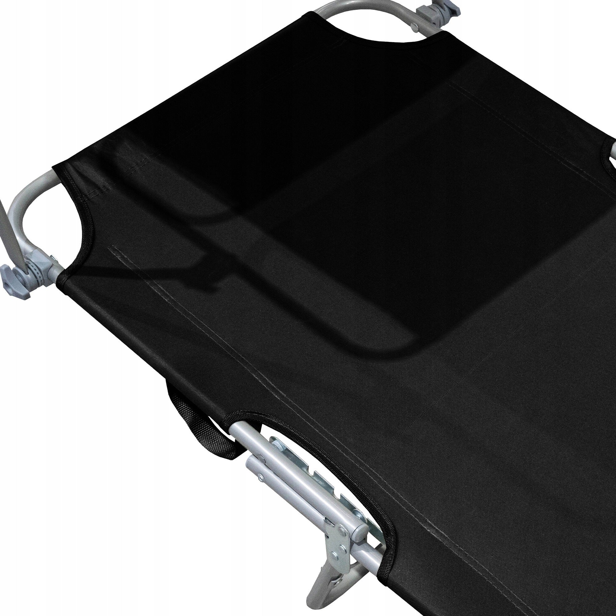Metal Beach Lounger Garden Hiking Black Folding Adjustable 150kg Brand Linder Exclusiv