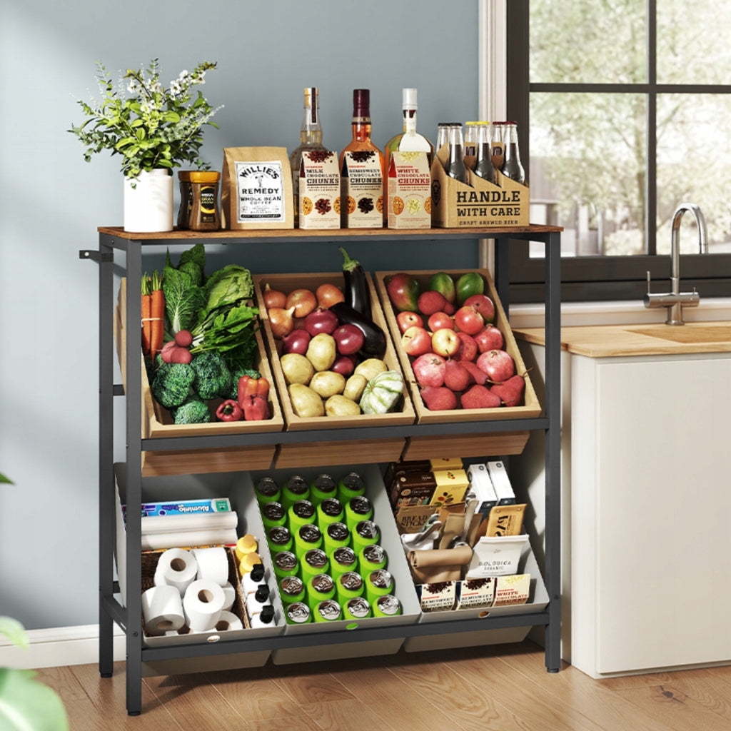 Metal Bookcase Beverage Box Stand Flowers with Countertop Shelf Cabinet LOFT Brand Songmics