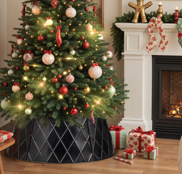 Metal Christmas tree collar 50 cm black with diamonds Manufacturer code B0FJX28HML