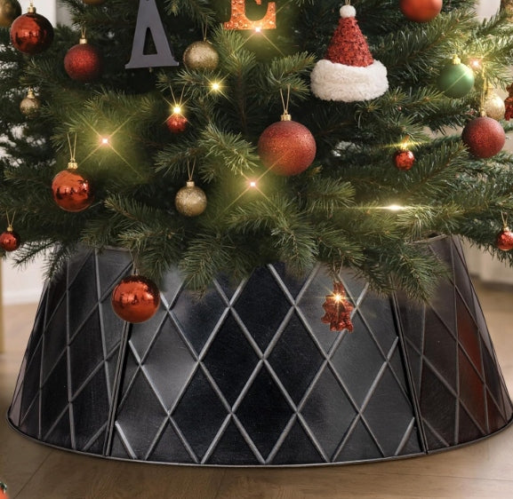 Metal Christmas tree collar 50 cm black with diamonds