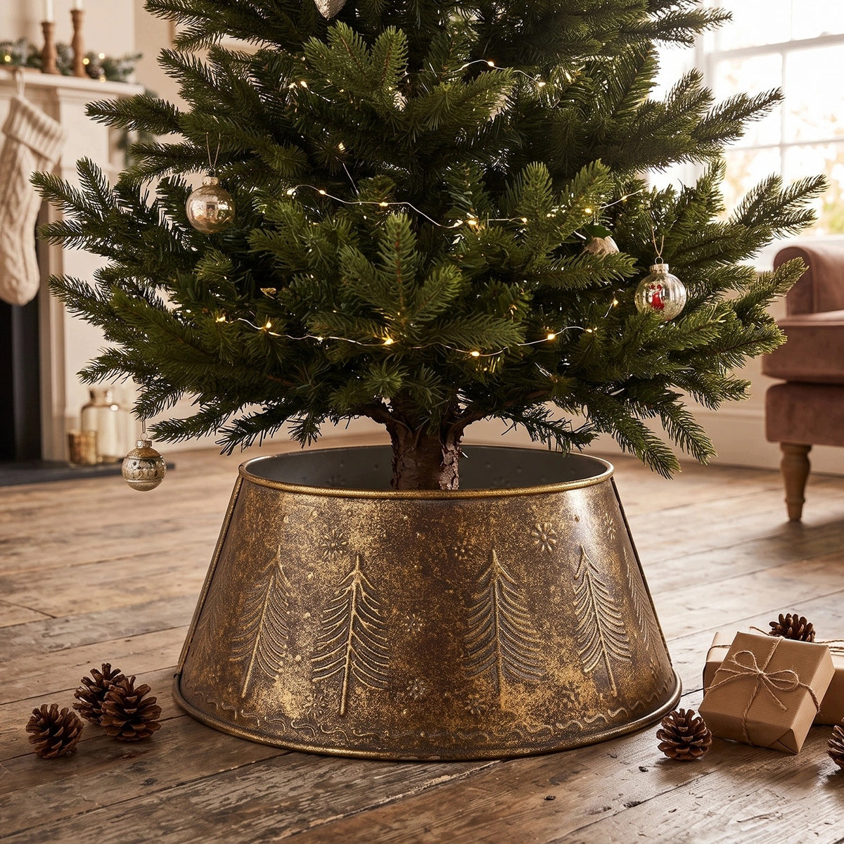 Metal Christmas tree cover up to 240cm pot cover stand large 70x27cm Brand Kaemingk
