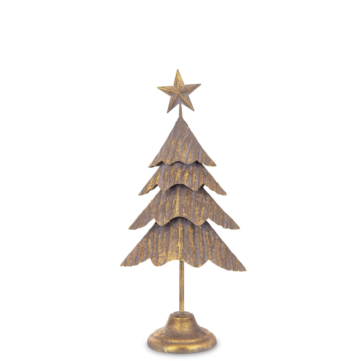 Metal Christmas tree figurine gold 58x27x15 cm