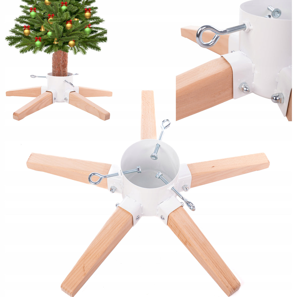 Metal Christmas tree stand+wood under the Christmas tree stand