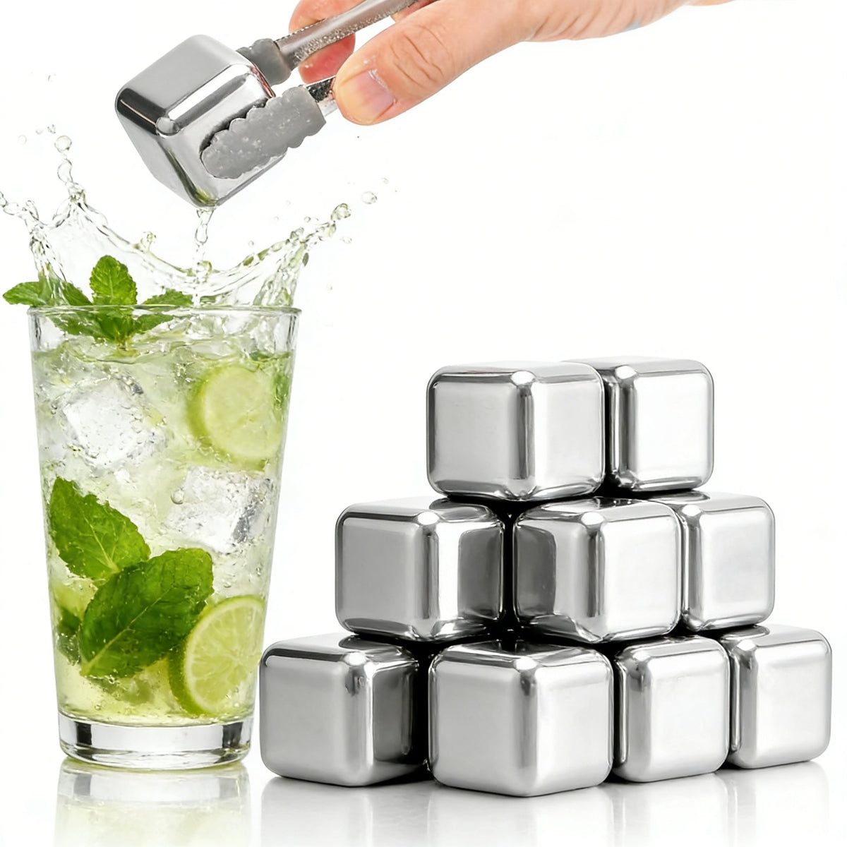 Metal Drink Cubes Cooling Whiskey 12 Pack Stainless Steel