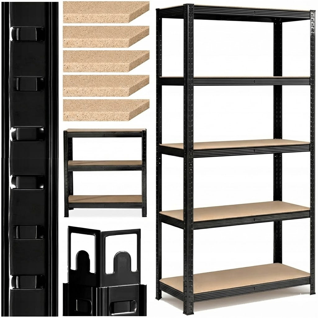 Metal Garage Storage Rack for Garage Office 180x90x40cm 875kg BLACK