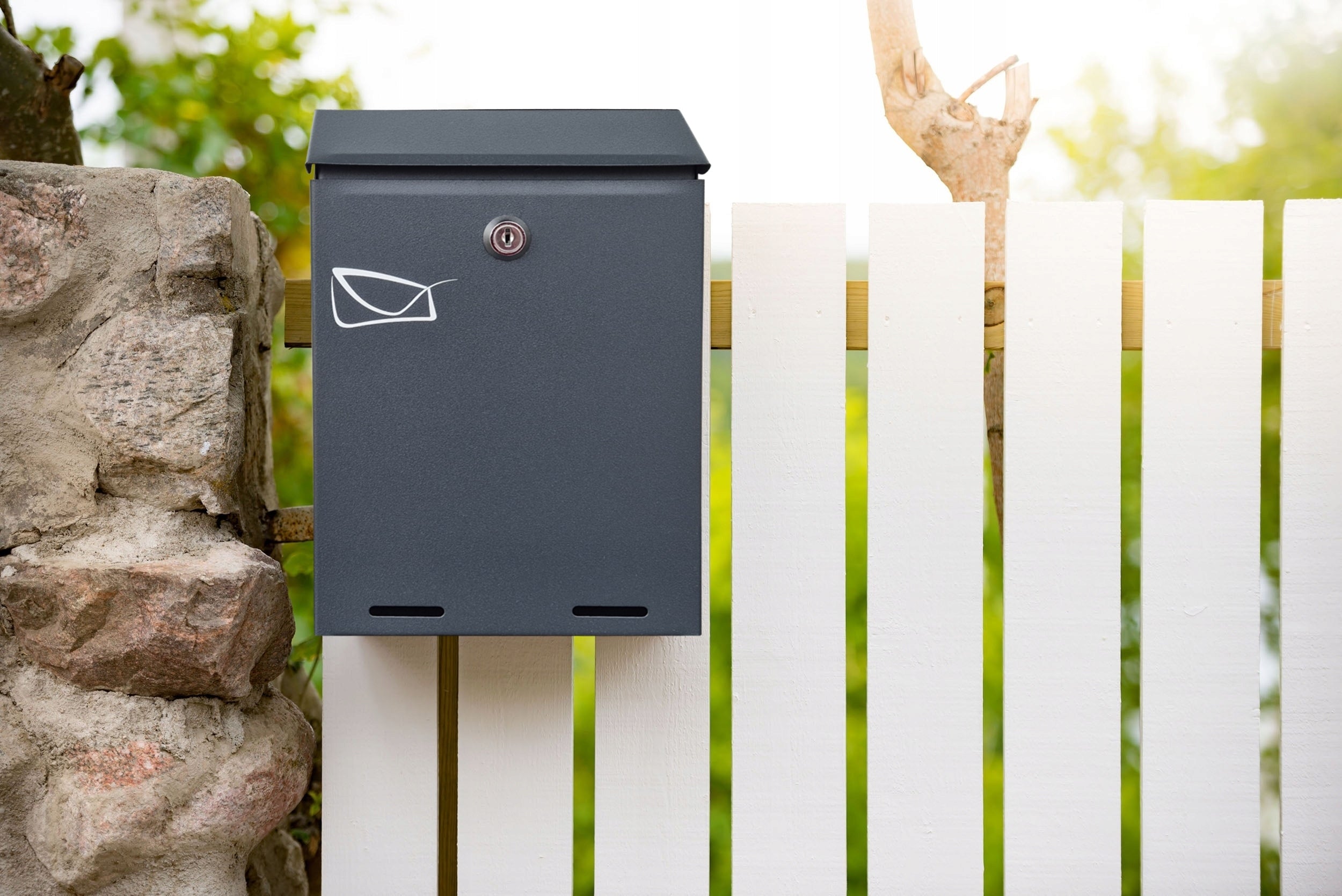 Metal Postal Letterbox- YORK - Anthracite Mat RAL 7016 - EN Packaging status original