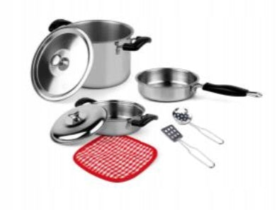 Metal Pots for Kids Set Kitchen Accessories Silver Pan from 3 Packaging status original
