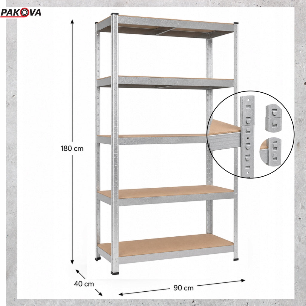 Metal Storage Rack 180x90x40 PAKOVA Galvanized 875kg Packaging status original