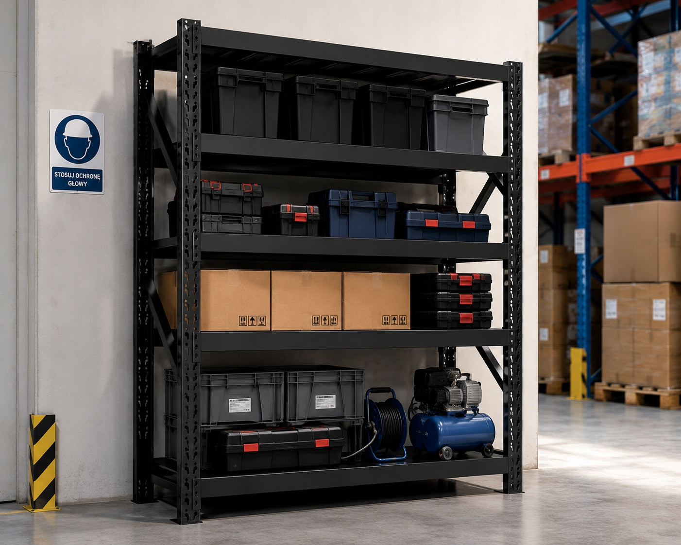 Metal Storage Rack 200x60x200cm 1200kg 4 Shelves Black Loft Solid Manufacturer code 5904826256236