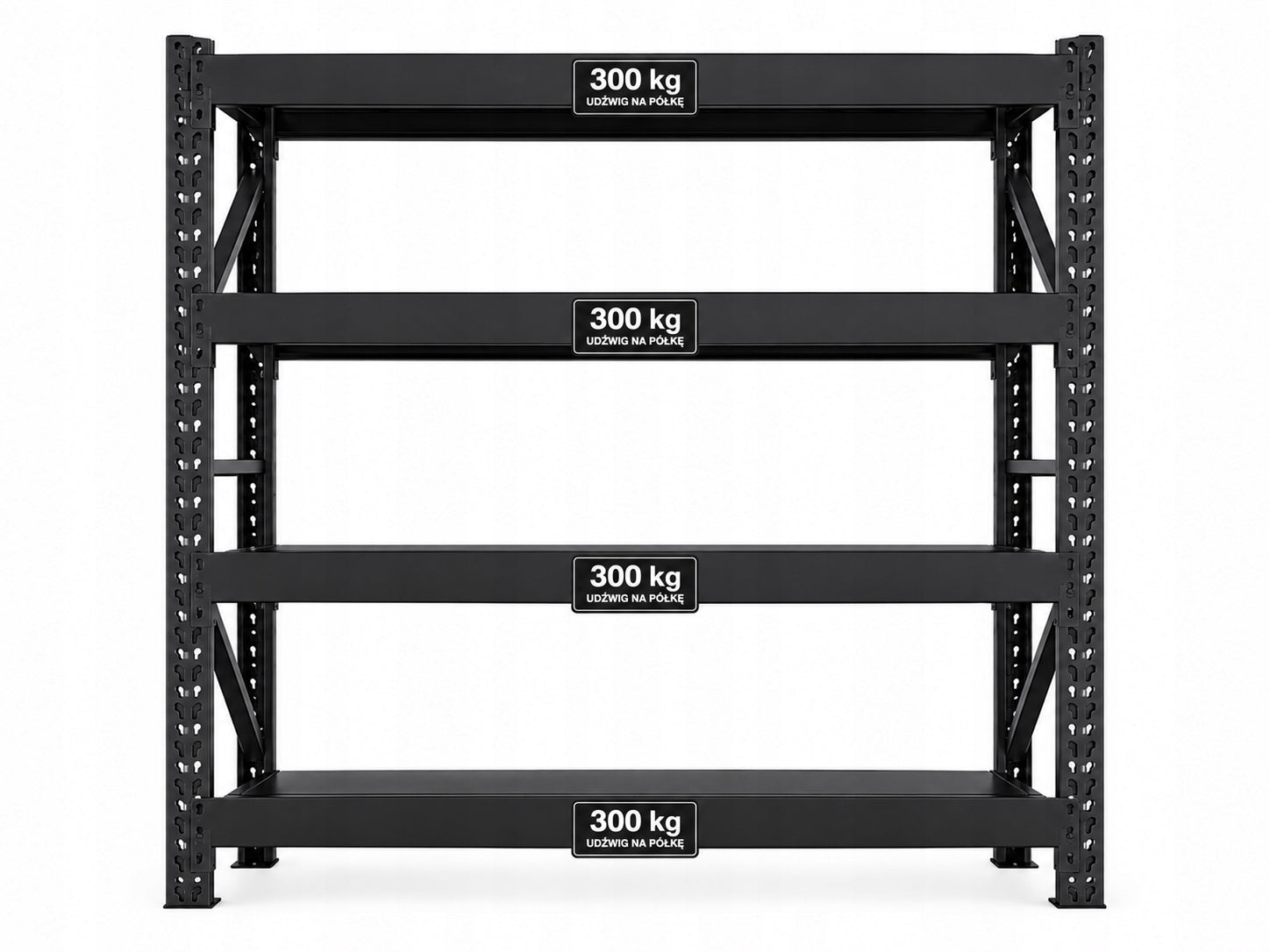 Metal Storage Rack 200x60x200cm 1200kg 4 Shelves Black Loft Solid Packaging status original